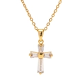 18K gold plated stainless steel necklace with square zircon cross pendant for women - Cross (SE2969)