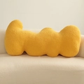 Minimalist yellow wavy flower-shaped lamb wool pillow on a cozy cream-colored sofa - 96*50cm/1.3kg / Honey Yellow Wave Pillow
