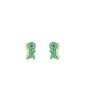 Cute S925 silver dinosaur stud earrings with green zircon and gold plating - 925 Silver / Gold