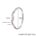 Bracelet ondulé en acier inoxydable argenté avec zircone et finition minimaliste - Bracelet Vague Argenté avec Zircon (Z455)