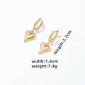 Poliierte 18K vergoldete Herz-Ohrhänger aus Edelstahl 3,2cm Länge für Damen - Herz-Groß (3.2cm) / Gold