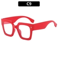 Montatura per occhiali quadrata oversize rosso acceso per un look retrò alla moda - Montatura Rossa Lente Chiara