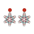 Christmas star earrings with red glitter studs and colorful polka dot snowflake patterns - Snowflake Star-Red Stud