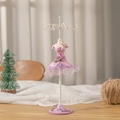Detail of mannequin jewelry stand featuring purple lace dress and metal hanging hooks - Purple Style 4