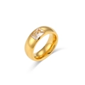 Anello minimalista in acciaio inossidabile placcato oro 18K con zircone quadrato - US 6 / Zircone Quadrato Oro