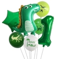 Dinosaur birthday party decoration set with green balloons and number 1 foil balloon - Set 1 / Green