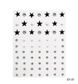 Detailed sheet of star stickers, pearls and holographic rhinestones for face and body art - ET-21 Black Star Pearl Aurora