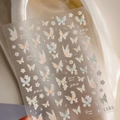 Relief butterfly nail sticker M-1161 with iridescent glitter and cherry blossom motifs - Aurora Butterfly Floral (M-1161)