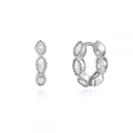 Orecchini a cerchio in argento 925 con zirconi a marquise e dettagli milgrain raffinati - Zirconia Bianca (Tono Argento)