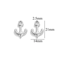 Silver stainless steel anchor pendant for DIY jewelry, measuring 21mm by 14mm - Steel Color Anchor-698