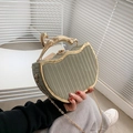 Olive green box clutch with golden leopard handle and metal chain strap for women - Green