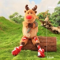 Plush Christmas reindeer dog toy with sturdy rope legs and squeaky holiday design 40cm - Moose with Rope Knot