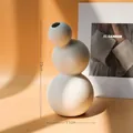 White matte ceramic vase with triple ball stacked design for minimalist home decor - Matte Bubble Vase D-1523