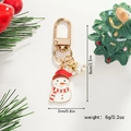 Detailed view of snowman Christmas keychain with faux pearl and size dimensions - Shy Snowman
