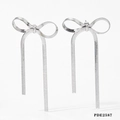 Silver bow-shaped long tassel earrings with snake chain design and earring stud back - Silver Bow Knot Hoop Earrings