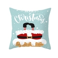 Close-up of Merry Christmas peach skin pillowcase with Santa Claus and chimney pattern - 18x18 Inch / Light Blue Chimney Santa Style (DRD314-6)
