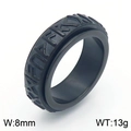 Matte black stainless steel Viking ring with rotating Runes design and 8mm width - US 6 / Black