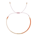 Adjustable Miyuki bead bracelet with orange and pink glass beads on a woven cord - Pink Rope Orange White Gold Square Beads (MI-B230001A)