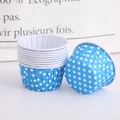 Blue and white polka dot paper baking cups for cupcakes, thick heat-resistant cupcake liners - Blue with White Polka Dots