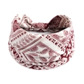 Bandeau de yoga élastique avec motif paisley bohémien rouge et crème - Rouge Blanc Paisley Plissé (#119)