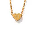 Gold heart initial necklace with engraved letter N on 45cm dainty chain pendant - Letter-N