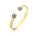 Minimalistisches 18K vergoldetes Evil-Eye-Armreif mit Zirkonia-Besatz und Öffnung - Rosa Böser Blick (31125)