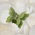 Elegant green acetate butterfly hair claw clip with yellow spotted texture for women - Fresh Green (Approx 7cm)