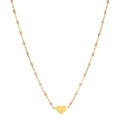 Collar con colgante de corazón y cuentas rosas y naranjas en cadena dorada - Rosa