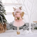 Pink plush Christmas angel tree pendant with gold wings and mesh skirt decoration - Pink Heart Girl