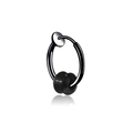 Polished black stainless steel hoop earring with decorative bead in hip hop style - Black Double Cone Ear Clip