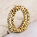 Orecchini a cerchio a C in acciaio inossidabile placcato oro 14K con piccole perline - Oro