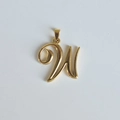 Détail du pendentif monogramme lettre W en or 18 carats poli avec finition métallique - Pendentif uniquement / Pendentif W