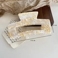 Minimalist 10cm cream marble acetate rectangular hair claw clip for elegant styling - Large / Yellow Large