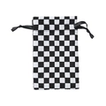 Checkerboard pattern drawstring bag in black and white cotton linen for hair accessories - Storage Bag / Black and White Plaid