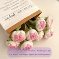 Pink and white handmade crochet gradient rose flower single stem for home decoration - Pink Gradient Rose Single Stem