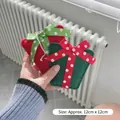 Décoration de Noël en feutre forme cadeau rouge et vert avec ruban à pois, taille 12cm - Cadeau de Noël Vert