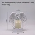 White angel resin candle holder statue with LED candle for home decor and wedding gift - Pure White - Small Angel Candlestick (With LED Candle)
