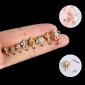 Gouden roestvrijstalen oorknopjes set met blauwe zirkonia en boze oog design - Barok Hanger Stijl (8#) / Goud