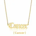 Detail view of a gold Cancer zodiac necklace featuring Old English font and cable chain - Cancer (Gold)