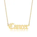 Detail view of a gold Cancer zodiac necklace featuring Old English font and cable chain - Cancer (Gold)