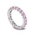 Elegant S925 sterling silver eternity ring featuring circular pink carbon diamonds - US 8 / Pink Zirconia Eternity Band (NE120268)