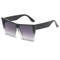 Square oversized sunglasses with black to transparent gradient frames and grey lenses - Black to Transparent Gradient