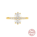 Detailed macro of S925 sterling silver ring with dual oval gems and gold-plated finish - US 6 / Gold Style 2