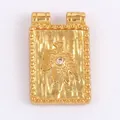Vintage style gold-plated eagle pendant with central white zircon and beaded edges - Vintage Eagle Plate (AAF9014)