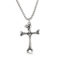 Ciondolo a croce gotica in argento fatto di ossa con catena in stile vintage - Solo ciondolo (KP97633)