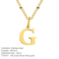 Elegant 14K gold plated stainless steel necklace with initial G pendant and bead chain - Letter G / Gold