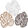 Juego de tres posavasos de madera con forma de hoja de monstera en varios colores - 30x25x0.5cm (3 Piezas) / CG007 (Mezcla de Madera Tricolor)