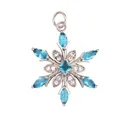 Silver snowflake pendant with blue marquise zircon and white crystals on white background - Dark Grey M846657-5