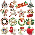 Collection of 16 different Christmas brooches including reindeer, snowmen and trees - 16Pcs New Christmas Set