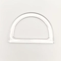 Close-up of a clear resin D-shaped handle for DIY handbags with polished transparent finish - Clear